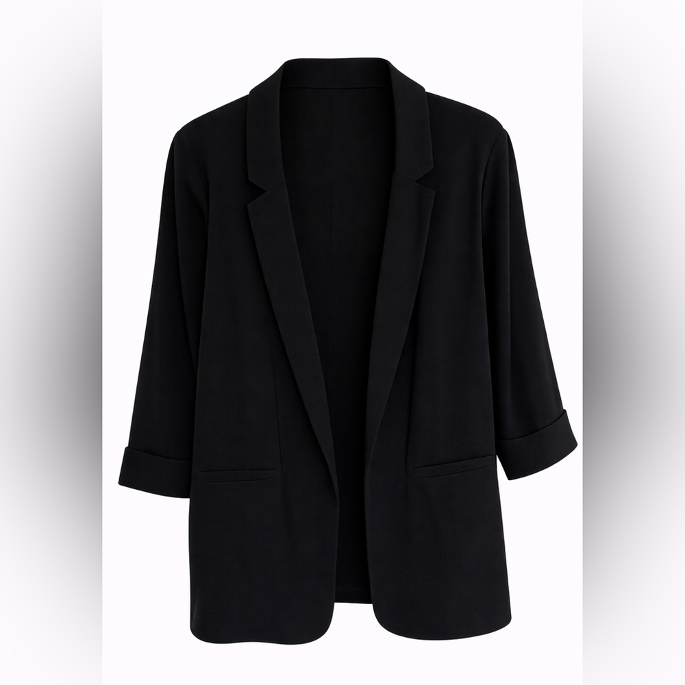 Maurices Black‎ Open-Front Blazer | 3/4 Sleeves | Faux Pockets